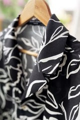 Typhan Premium Women's Black & White Floral Print Half Sleeve Button-Down Casual Shirt | Relaxed Fit Lightweight Designer Summer Beach Vacation Office Wear Top